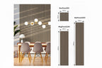 Dining room with a chandelier and BesPanel, NatPanel, and MagPanel dimensions displayed.