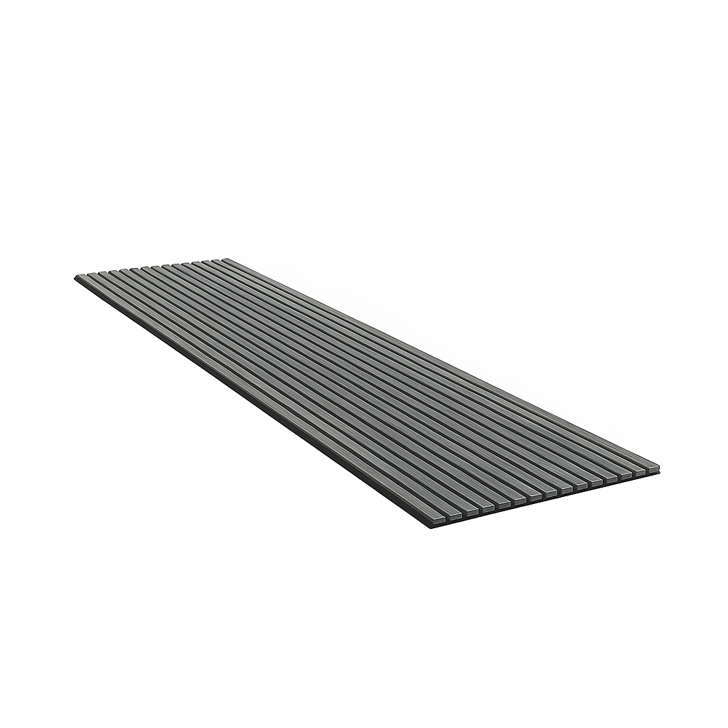 Grey oak acoustic wood slat panel for modern interior wall design and sound absorption